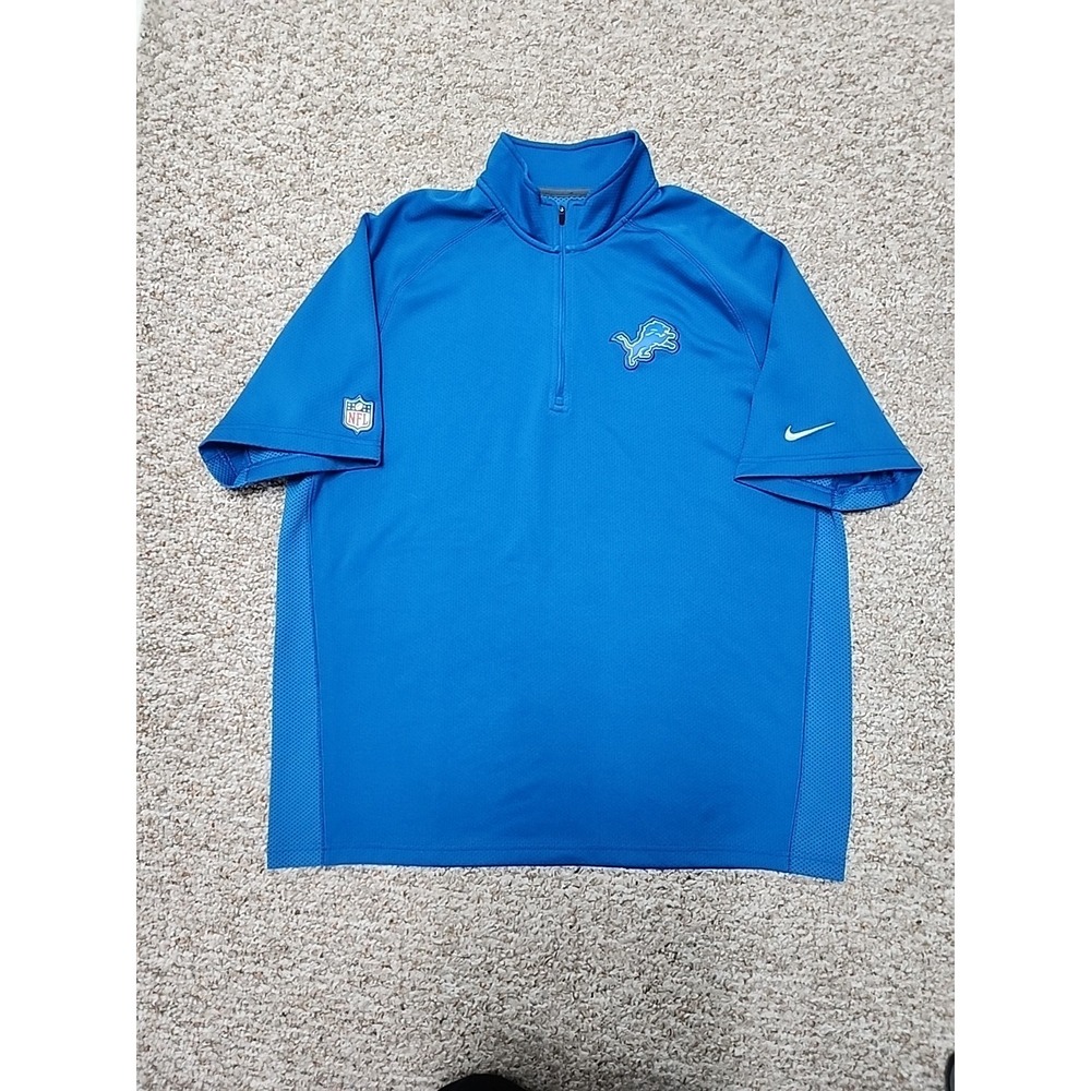 Nike Detroit Lions XL NFL On Field Short‎ Sleeve Coaches Jacket Zip Blue
